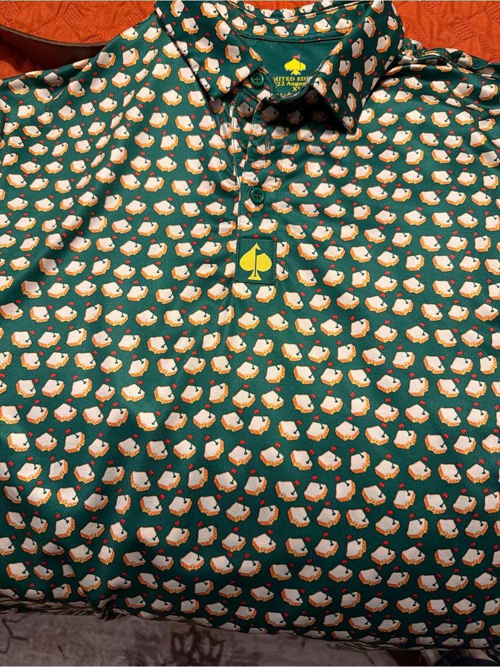 Pins and Aces Limited Edition Green Patterned Polo Shirt - Augusta 2022 xl